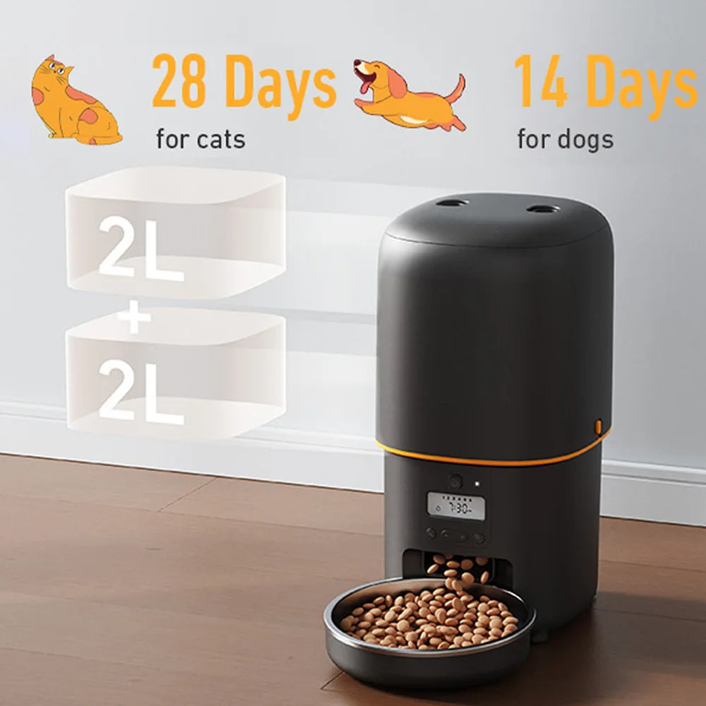 Nityers Automatic Pet Food Dispenser With Stainless Steel Bowl