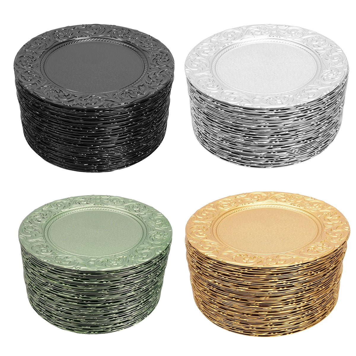 100 Piece Round Reusable Charger Plates For Weddings And Banquets