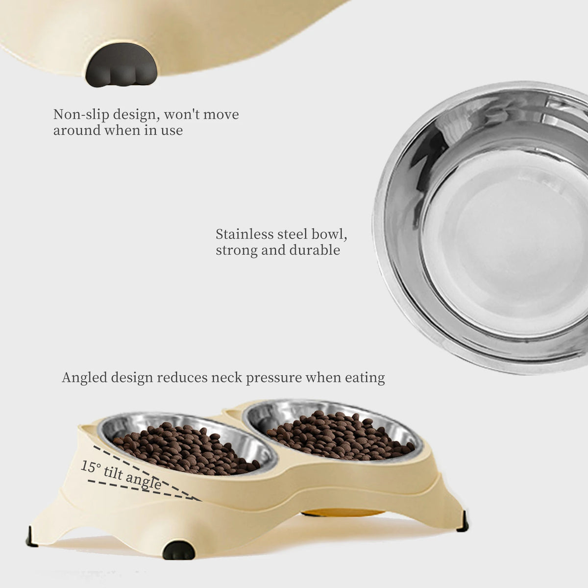 Professional Stainless Steel Pet Double Feeder Bowl