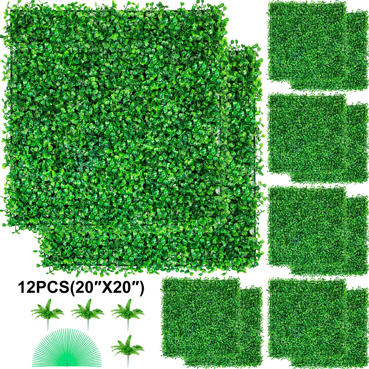 SucceBuy Artificial Boxwood Hedge Wall Panel Privacy Screen Decor