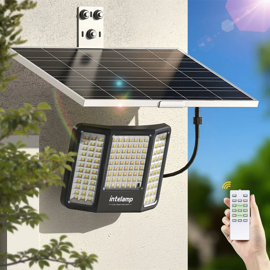 Intelamp Rechargeable Solar Flood Light For Garden Yard Outdoor Illumination