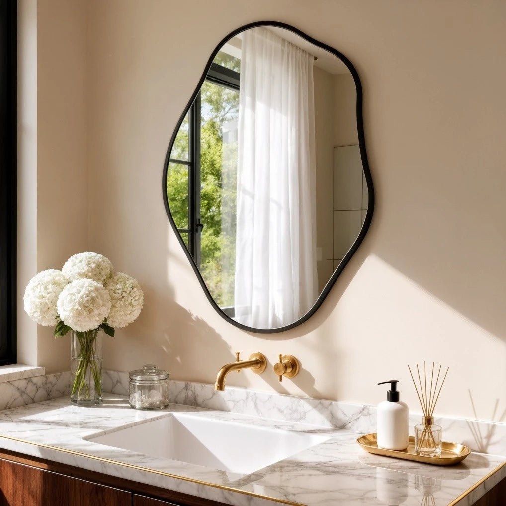Luvodi Freeform Asymmetrical Wall Mirror With Aluminum Frame