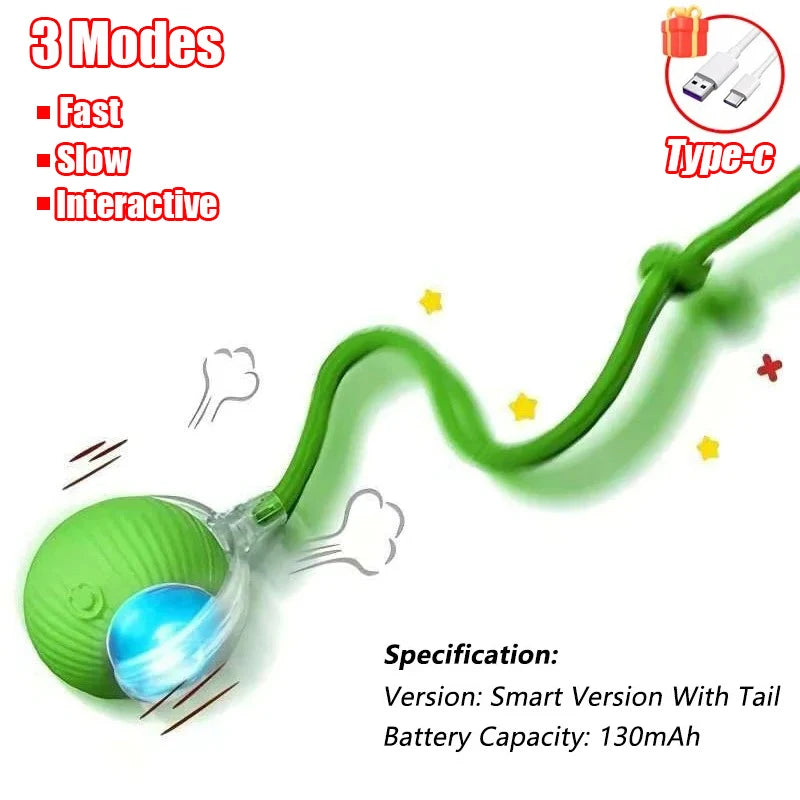 Automatic Rolling Cat Ball Toy Rechargeable Interactive Pet Mouse Simulator