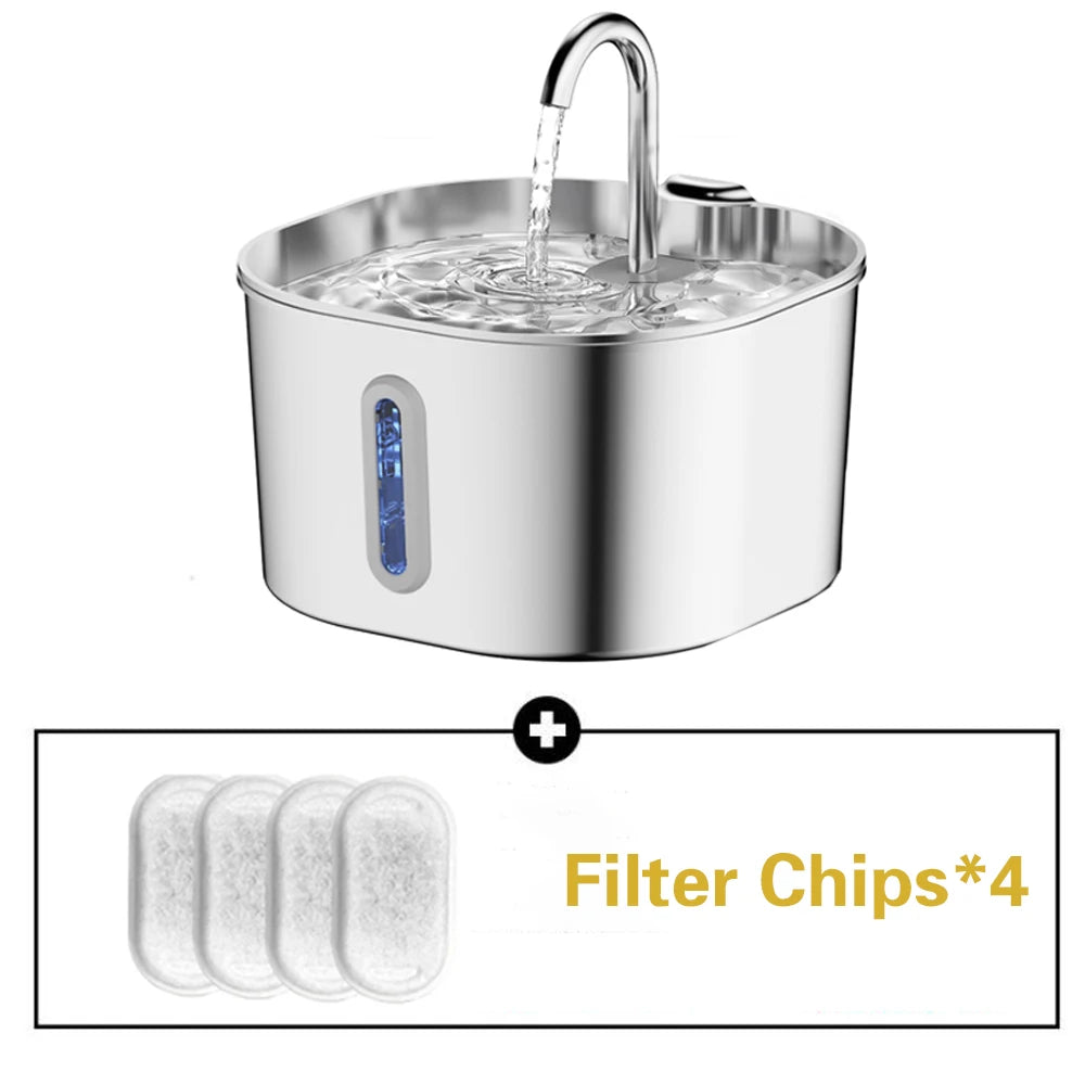 Silent Stainless Steel Pet Water Fountain Dispenser For Cats And Dogs