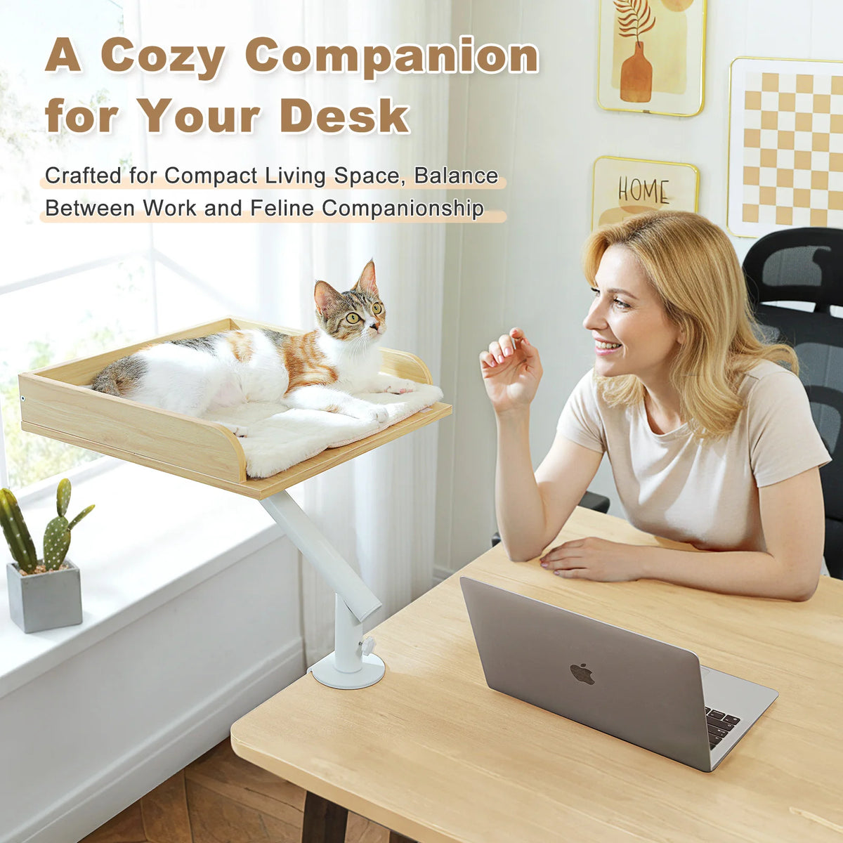 PAWZ Road Adjustable Cat Desk Bed Stand With Plush Comfort
