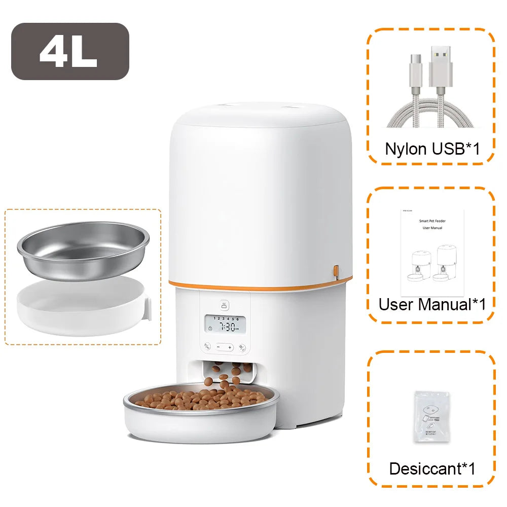 Nityers Automatic Pet Food Dispenser With Stainless Steel Bowl