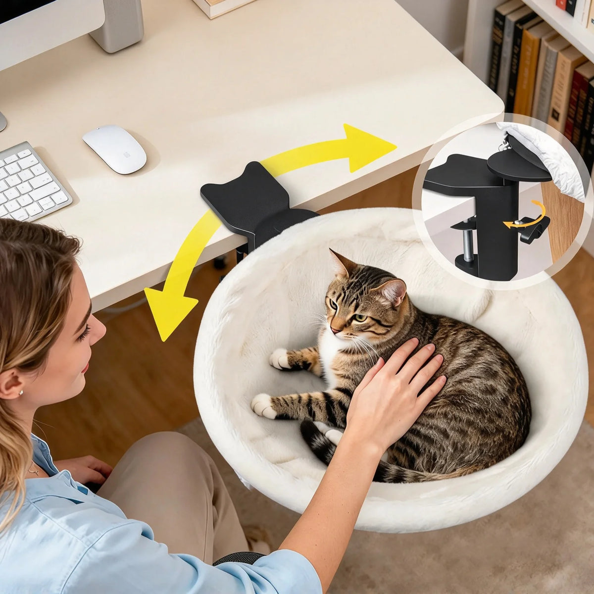 Gaomon 360 Rotating Plush Faux Fur Cat Table Bed Lounge