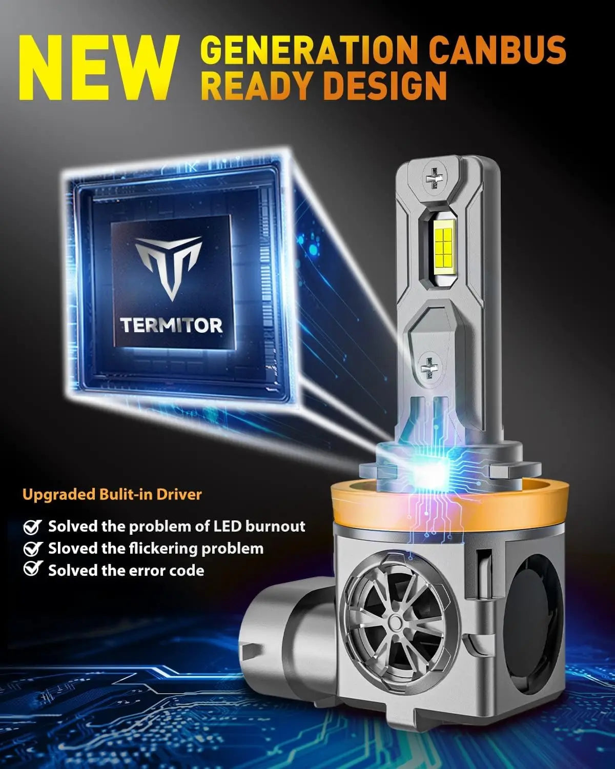 LED Headlight Bulb Combo For H11 H9 9005 HB3 Automotive