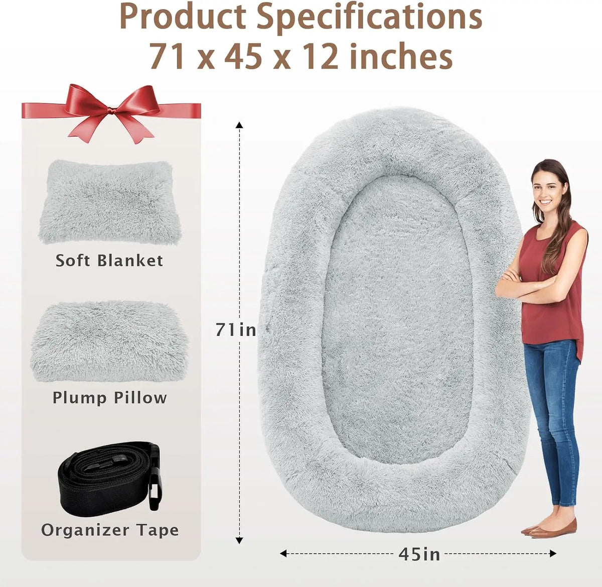 Thick Memory Foam Washable Pet And Human Bed With Pillow