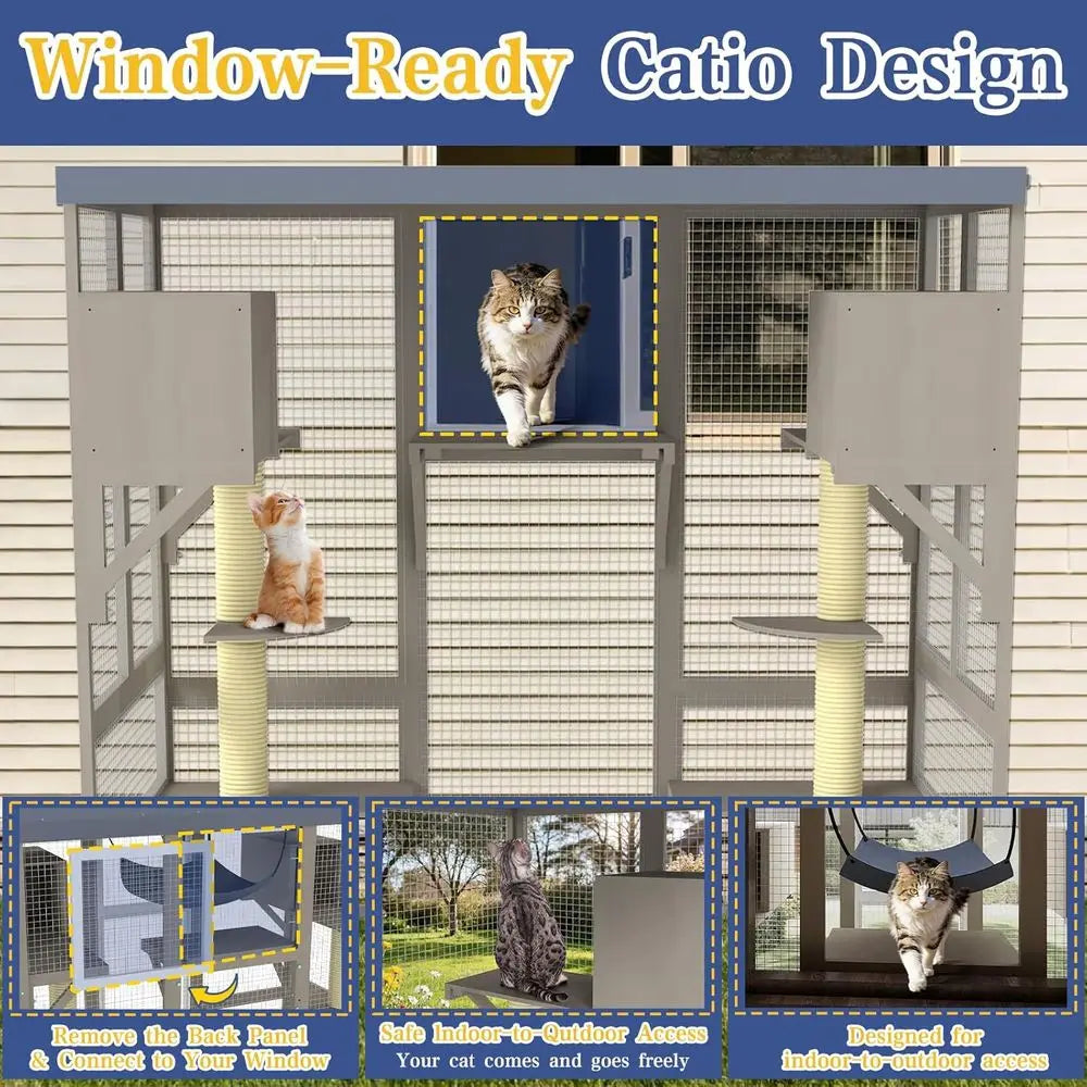 Outdoor Walk In Cat Enclosure And Secure Catio House