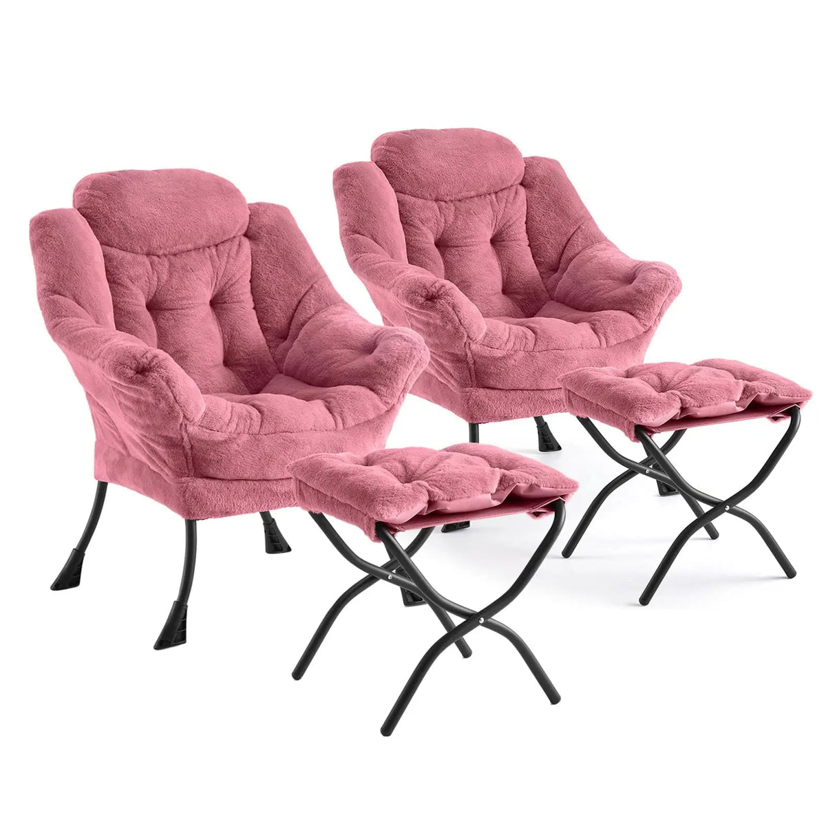 EliteZ Modern Lounge Chair With Ottoman And Side Pocket