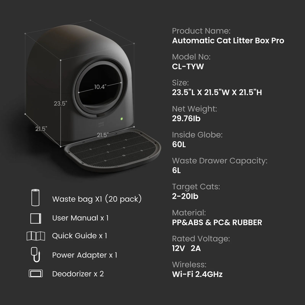 Hhollove Automatic Cat Litter Box With App Control And Safety