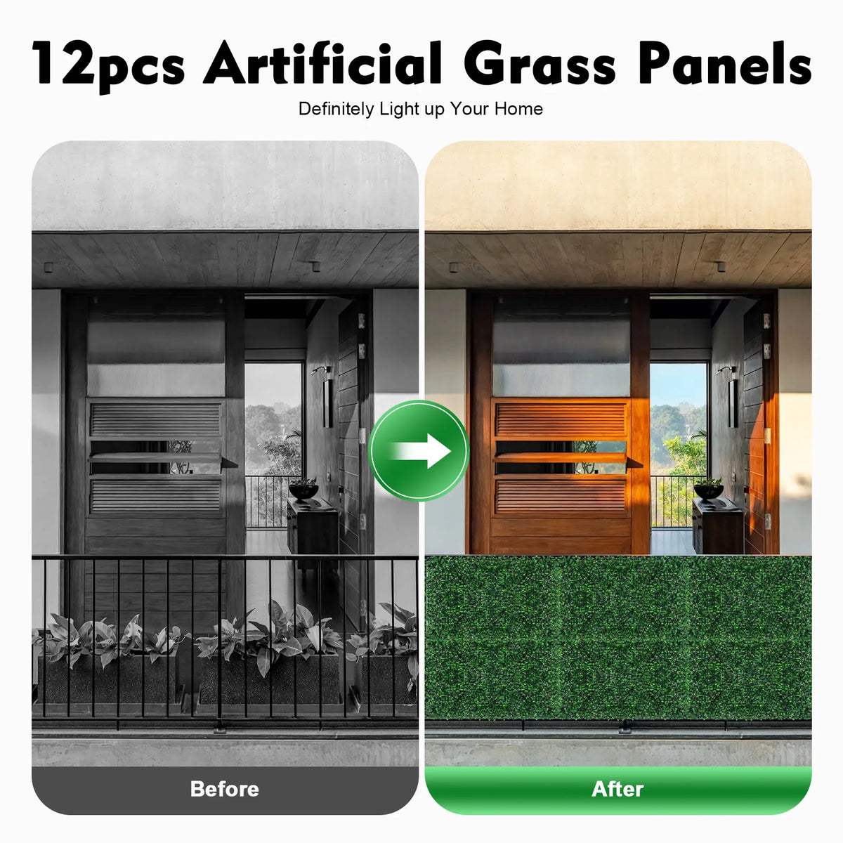 Artificial Grass Wall Panels Interlocking Faux Greenery Indoor Outdoor Decor