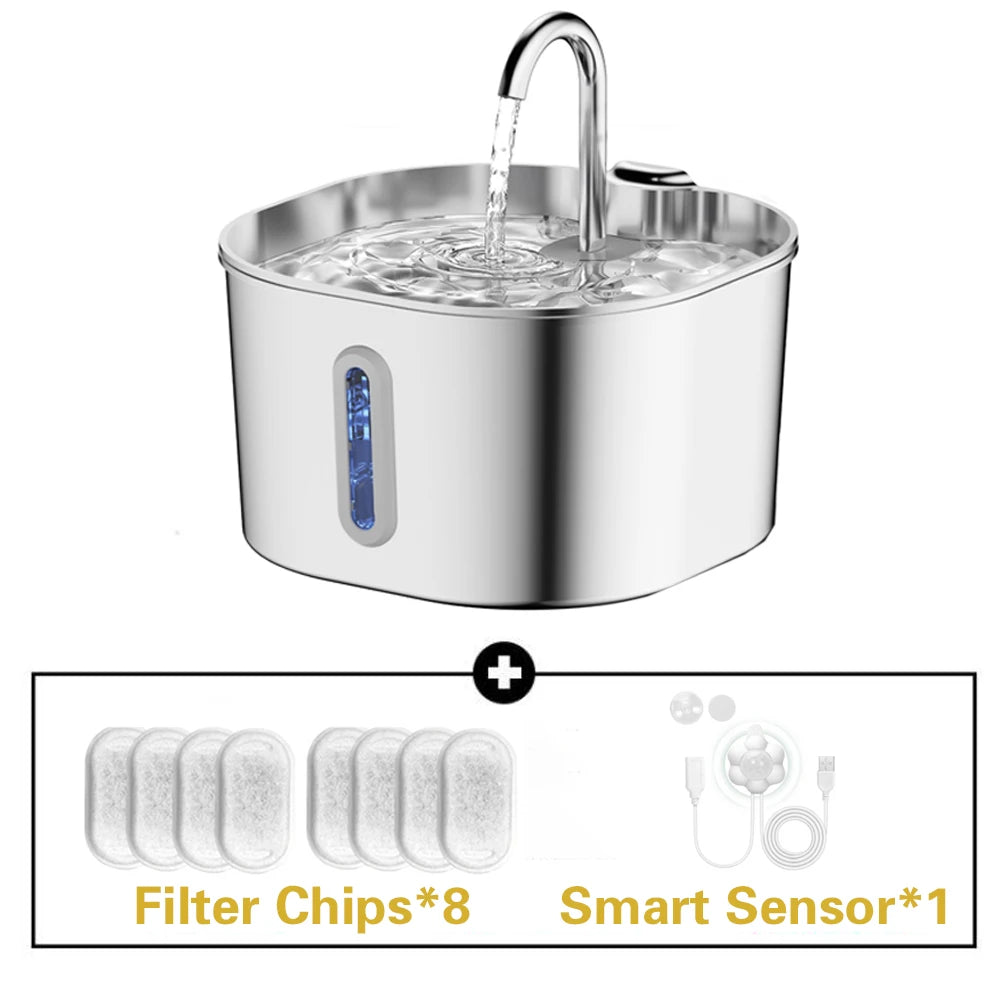 Silent Stainless Steel Pet Water Fountain Dispenser For Cats And Dogs