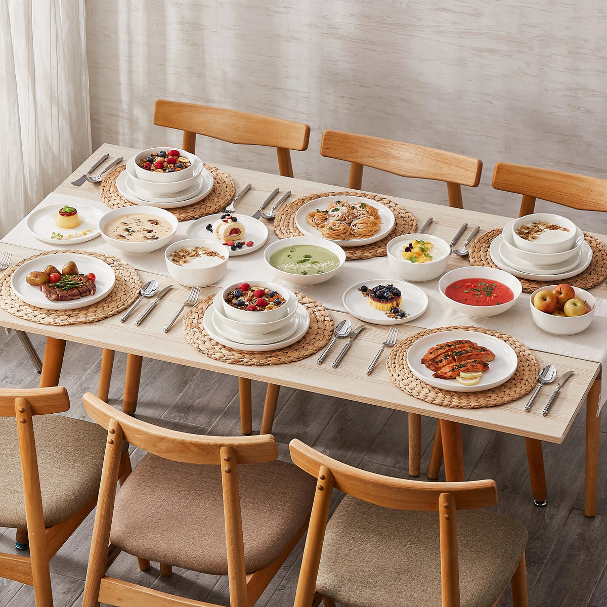 Malacasa Elegant Ceramic Dinnerware Set With Plates And Bowls