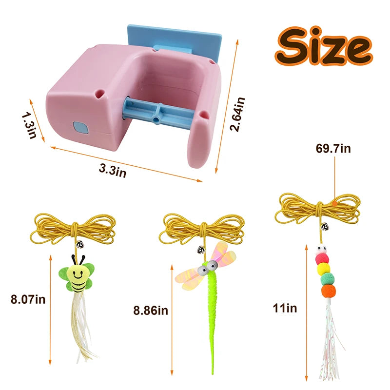 Booteely Rechargeable Interactive Cat Toy With Retractable String And Feathers