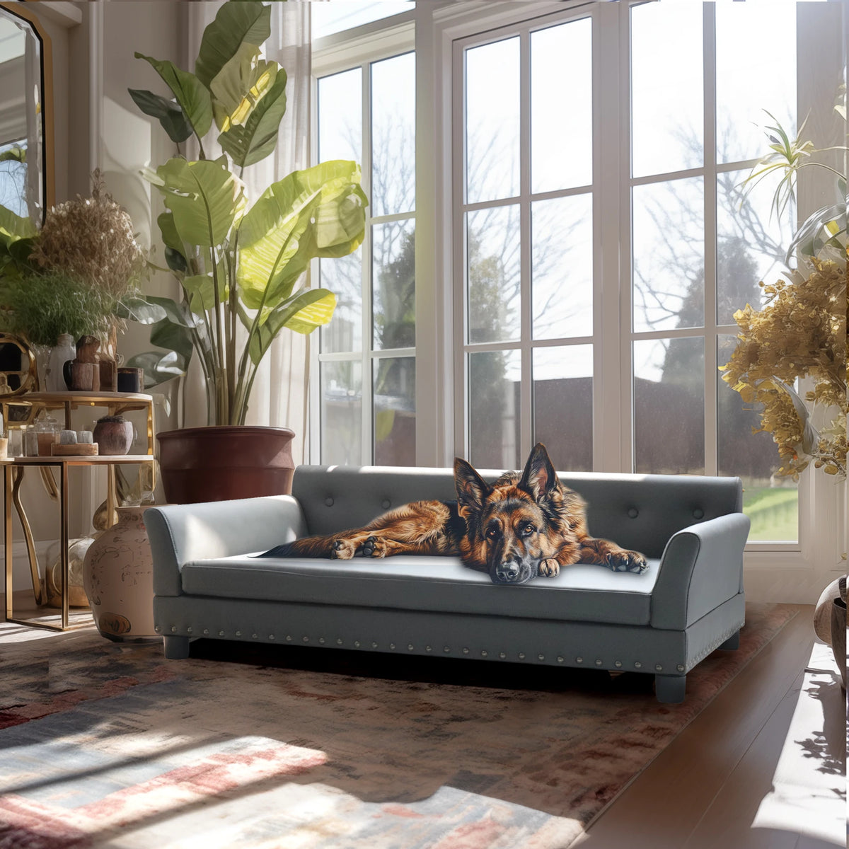 BINGOPAW Durable Rectangular Elevated Leather Dog Sofa Bed