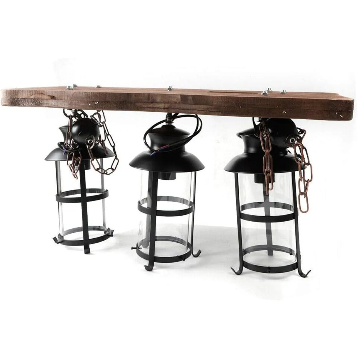 Farmhouse Industrial Three Light Pendant Lamp With Glass E26 Base