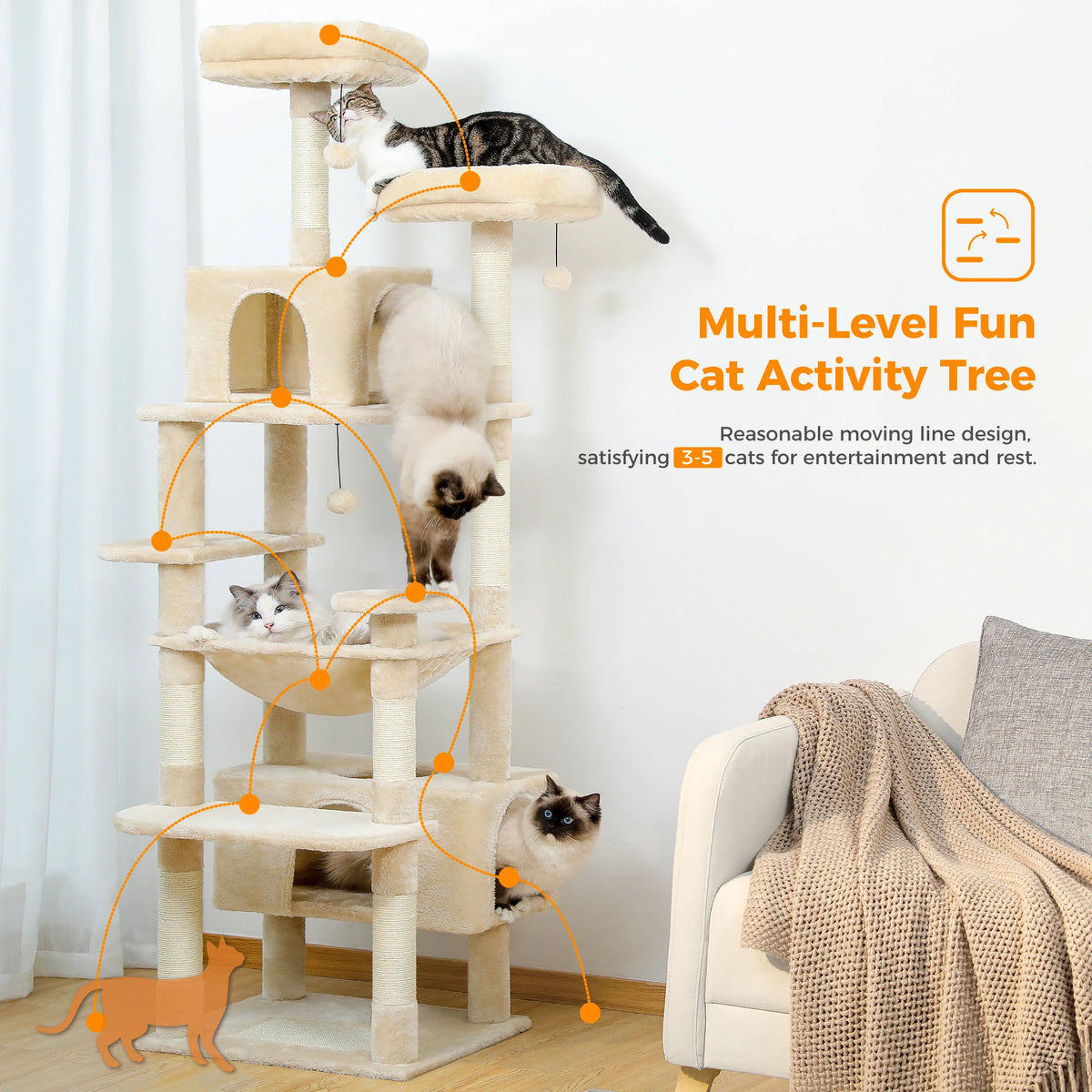 Pawz Road Cat Tree Tower Featuring Sisal Scratching Posts
