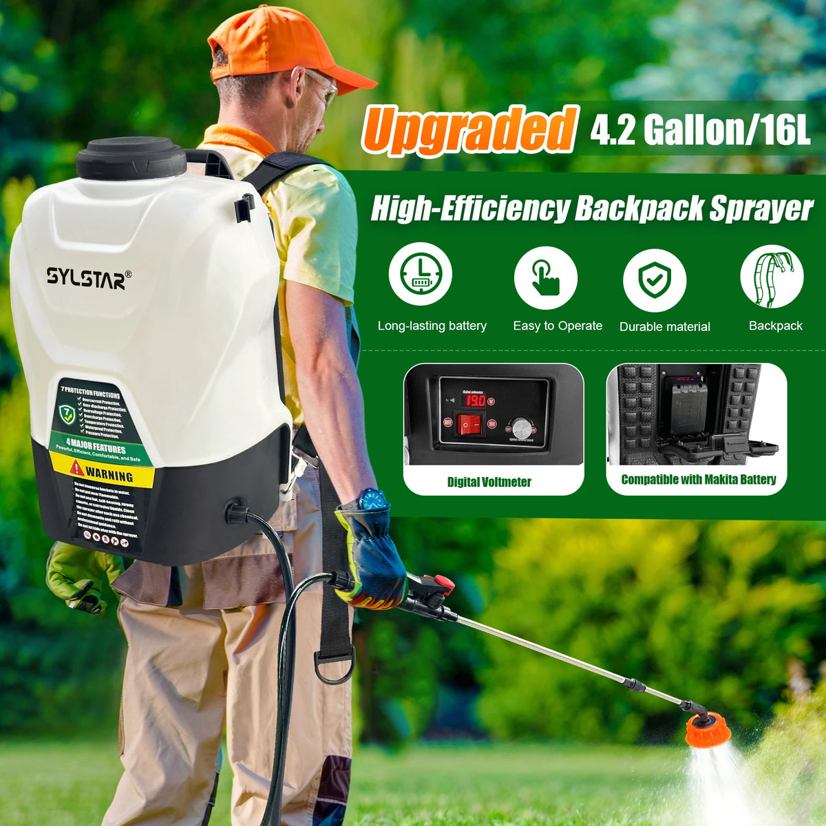 Cordless Electric Backpack Sprayer With Rechargeable Battery
