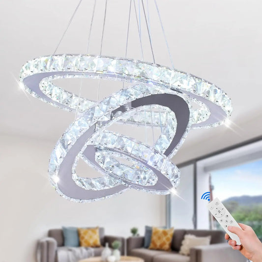FRIXCHUR Crystal Dimmable LED Pendant Light For Home Decor