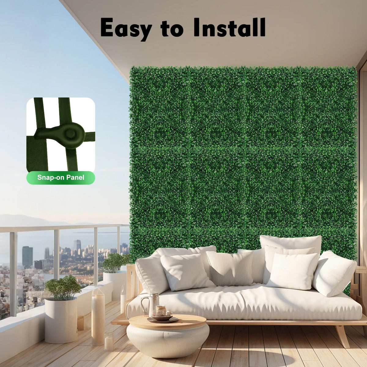 Artificial Grass Wall Panels Interlocking Faux Greenery Indoor Outdoor Decor