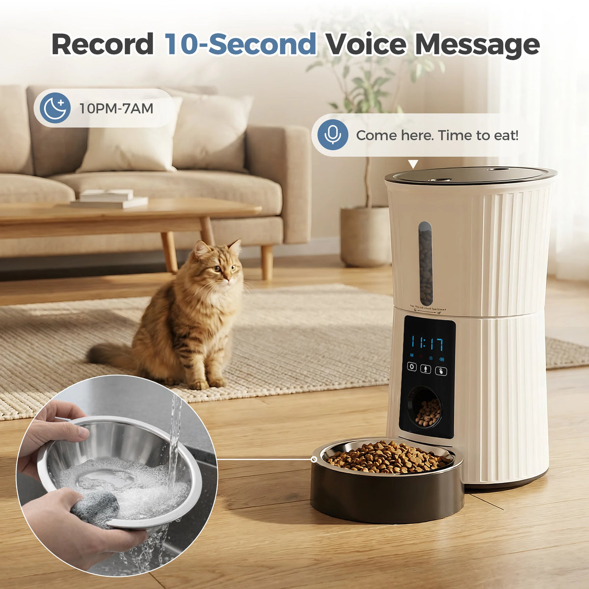 JHK Automatic Cat Feeder WiFi APP Dual Power Programmable Dispenser