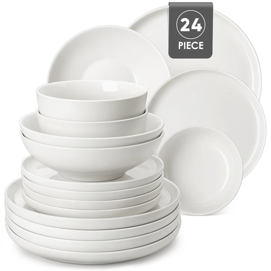 Malacasa Elegant Ceramic Dinnerware Set With Plates And Bowls