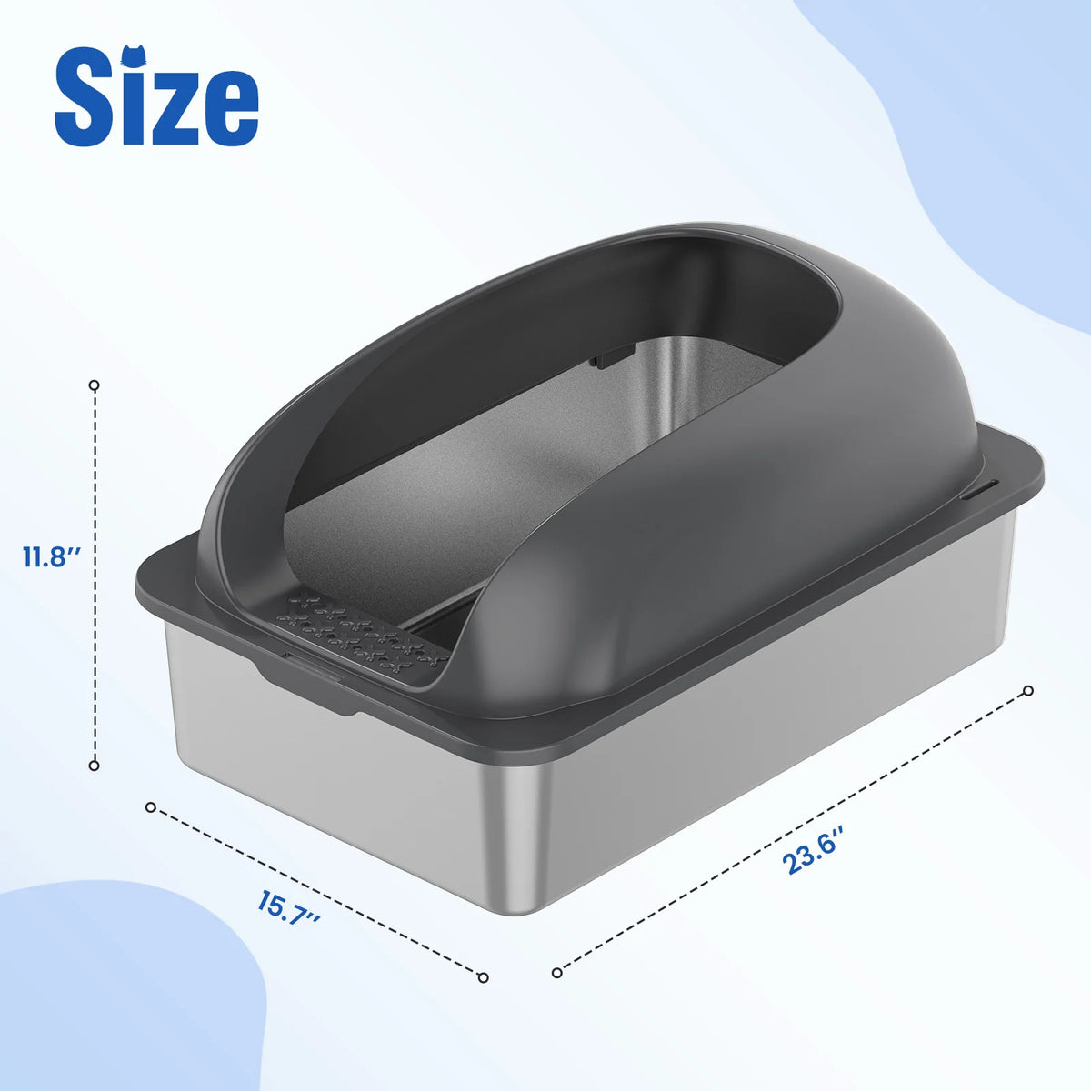 Stainless Steel Semi Closed Cat Litter Box With Lid Scoop