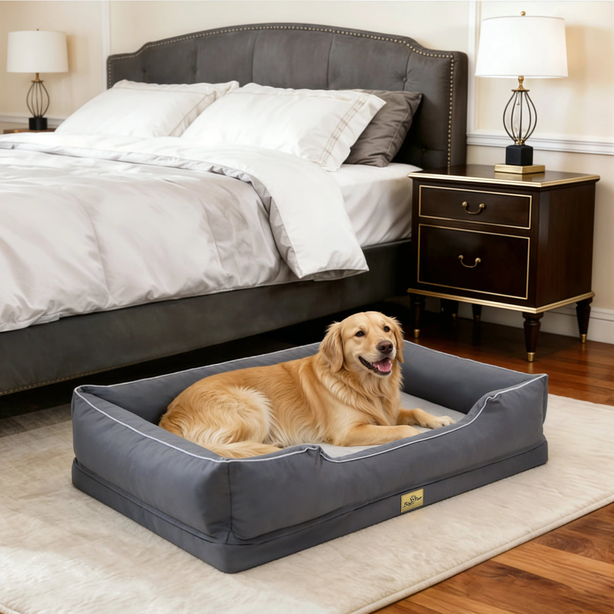BingoPaw Orthopedic Bolster Dog Bed With Removable Washable Cover