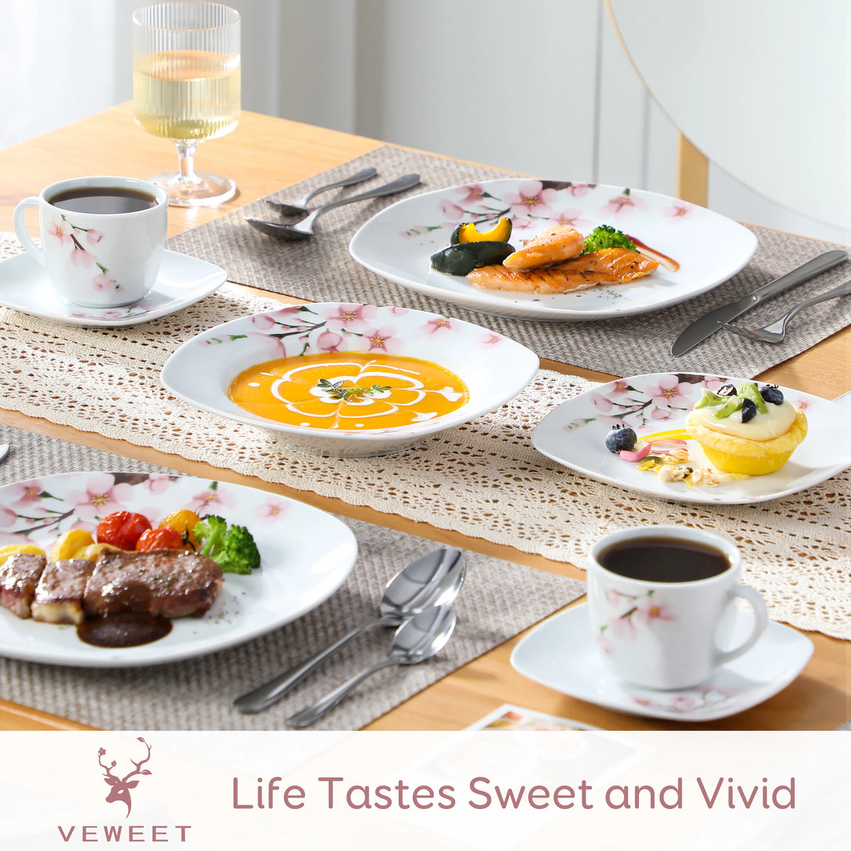 Malacasa Floral Round Porcelain Dinnerware Plate Set