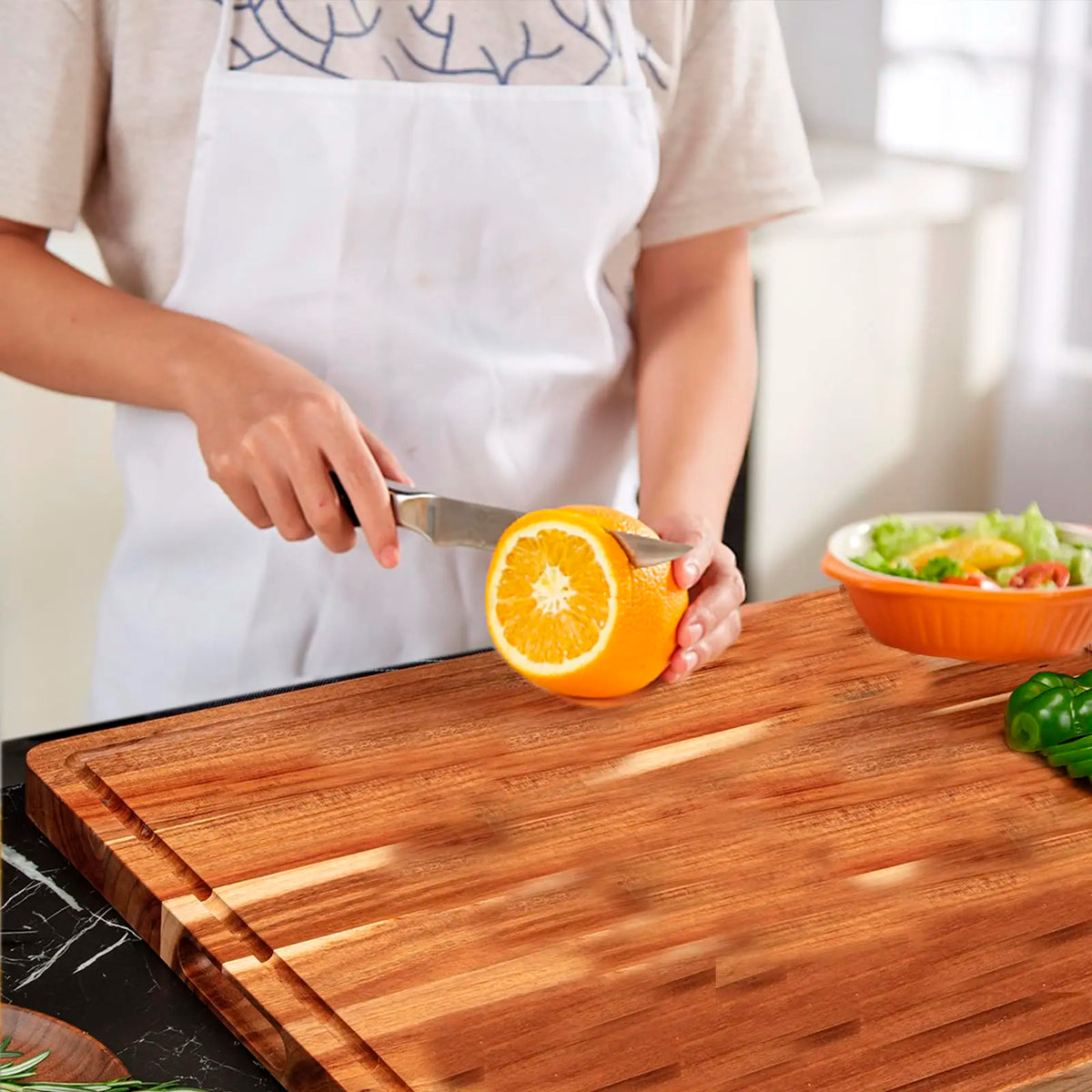 Premium Wooden Butcher Block Cutting Board With Deep Juice Groove