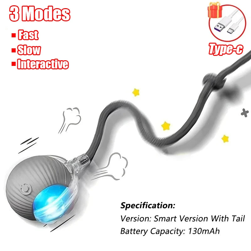 Automatic Rolling Cat Ball Toy Rechargeable Interactive Pet Mouse Simulator