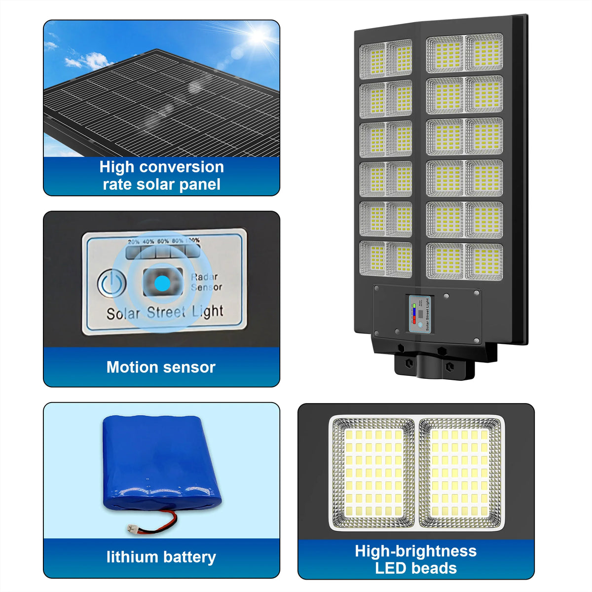 Solar LED Street Light IP65 Waterproof Outdoor Motion Sensor