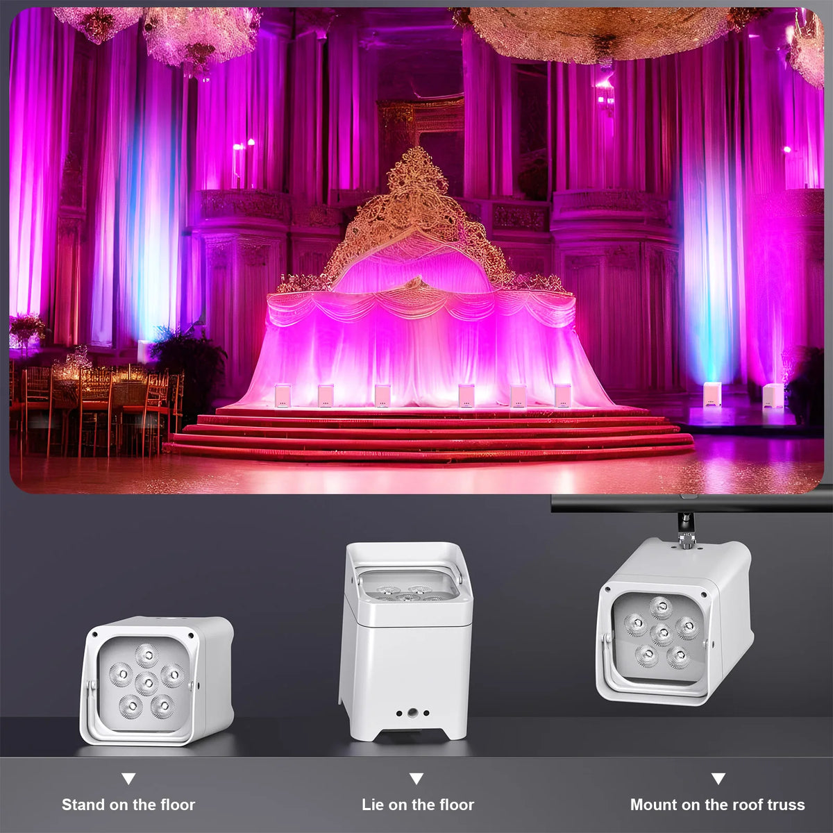 U'King RGBWA UV LED Par Light With DMX Wireless Battery