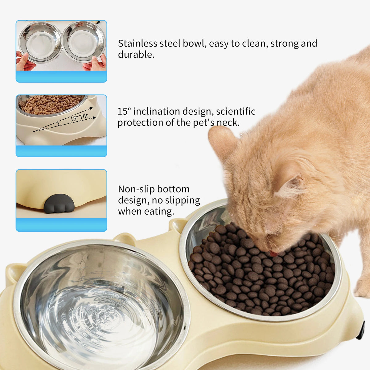 Professional Stainless Steel Pet Double Feeder Bowl