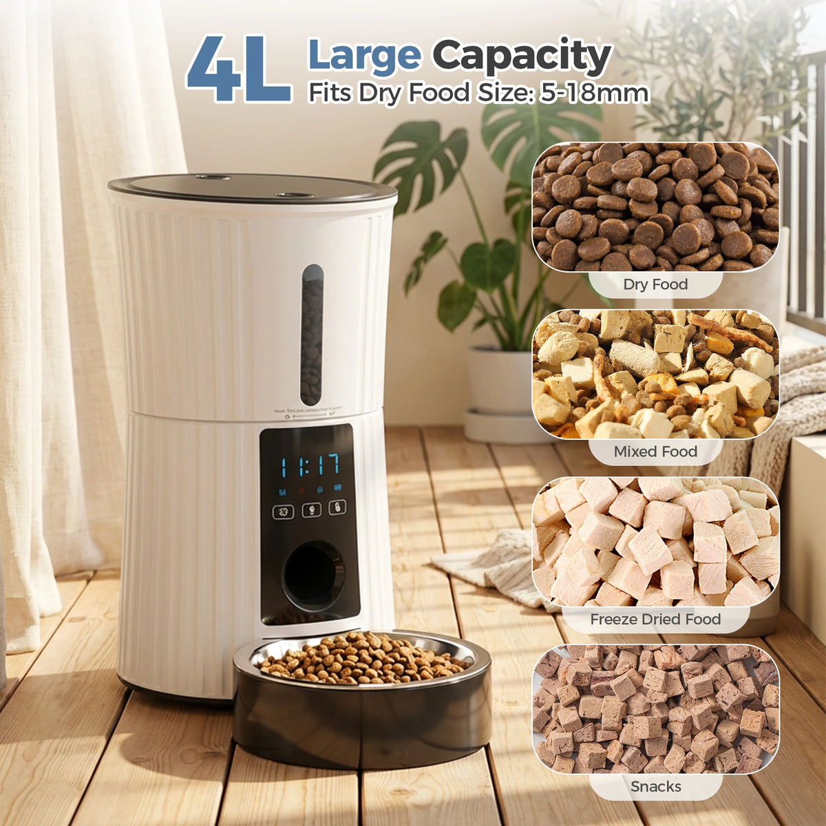 JHK Automatic Cat Feeder WiFi APP Dual Power Programmable Dispenser