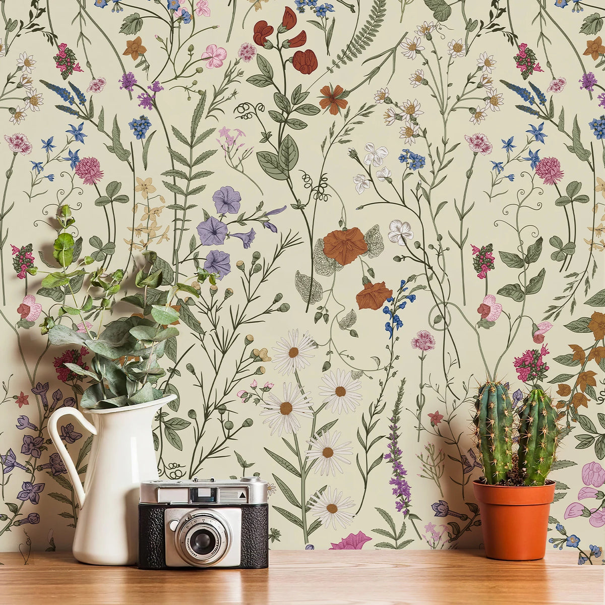JIFFDIFF Peel And Stick Floral Vinyl Wallpaper Waterproof Wall Decor