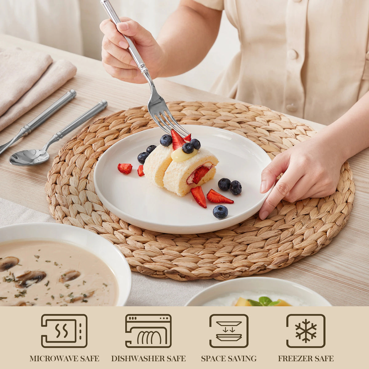 Malacasa Elegant Ceramic Dinnerware Set With Plates And Bowls