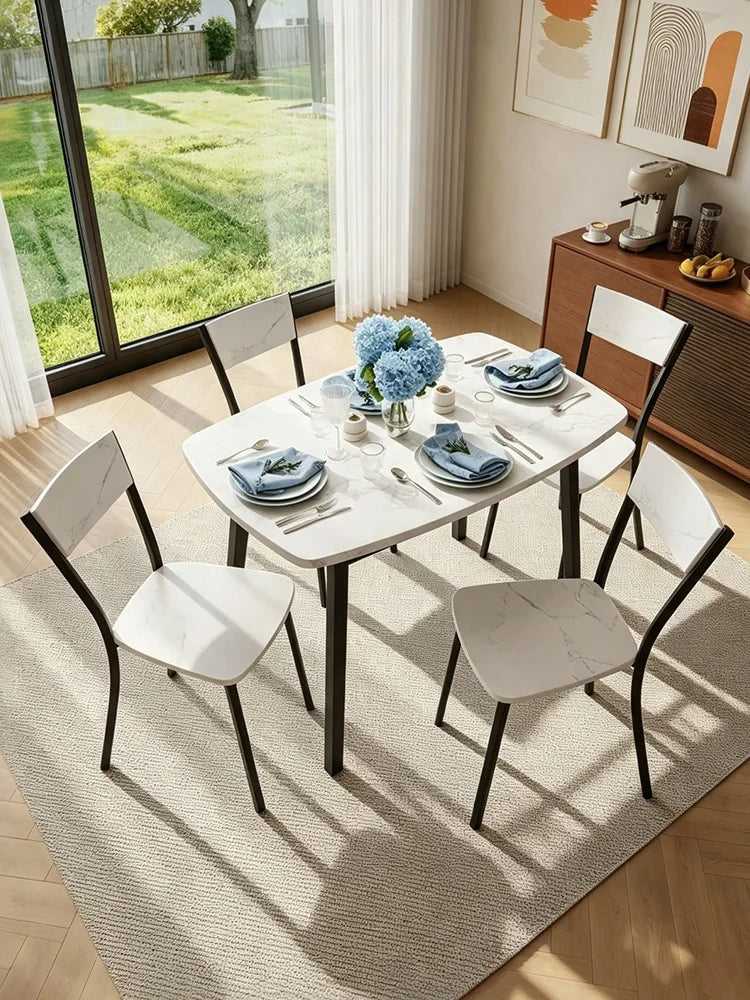 HiMISS Wooden Dining Table Set With Storage Shelf For Kitchens