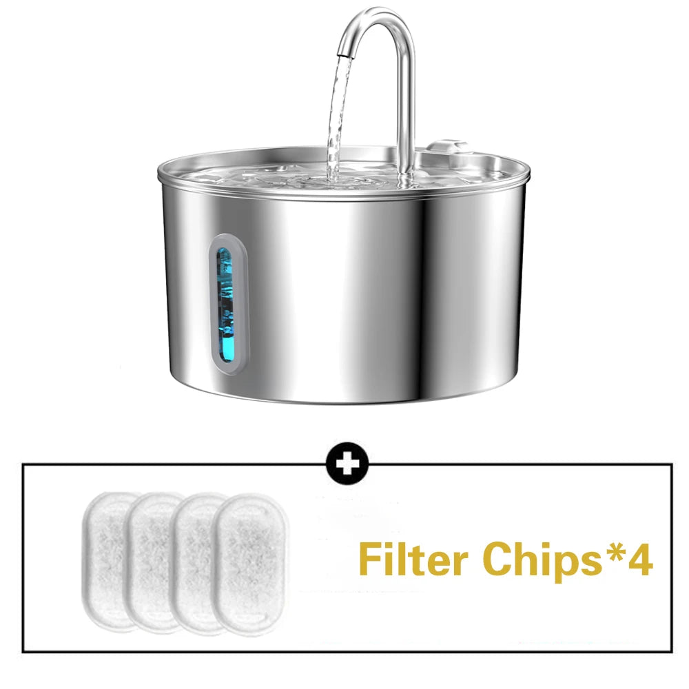 Silent Stainless Steel Pet Water Fountain Dispenser For Cats And Dogs