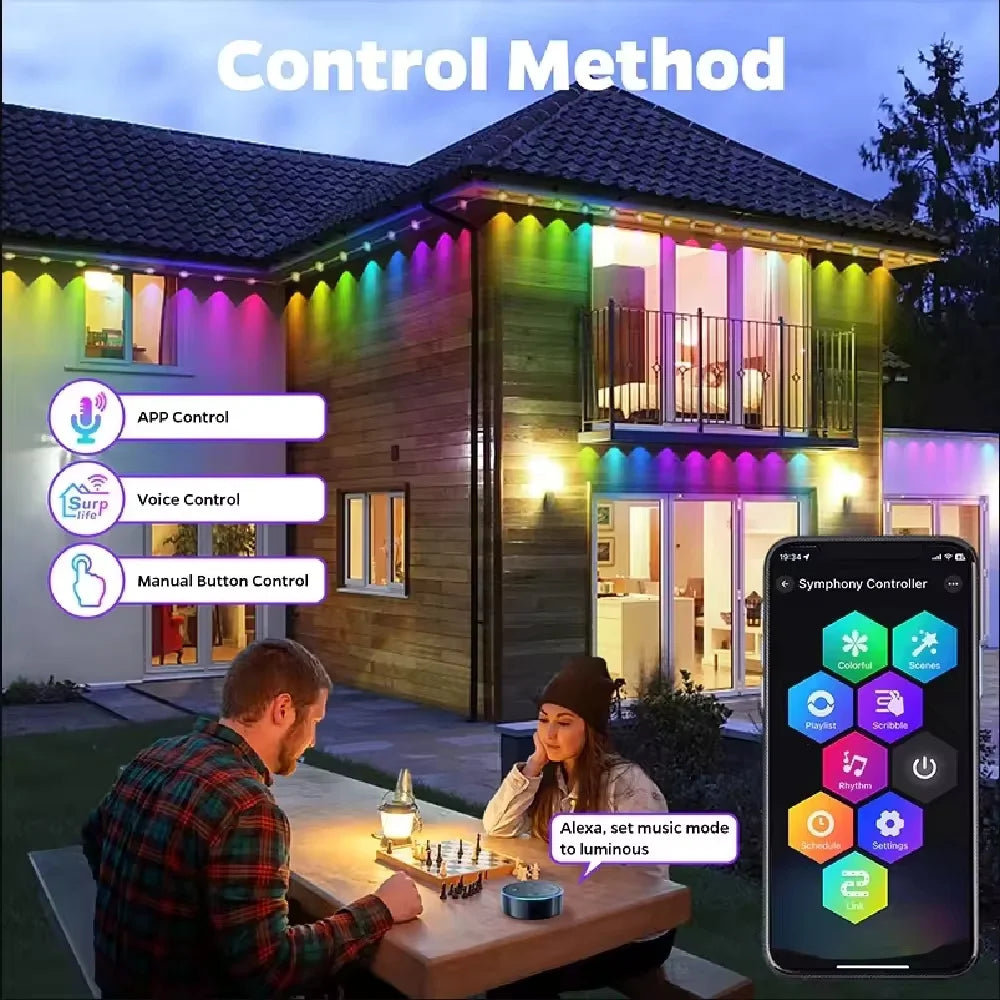 Smart Permanent Outdoor Eaves Lights IP67 Waterproof With App Control