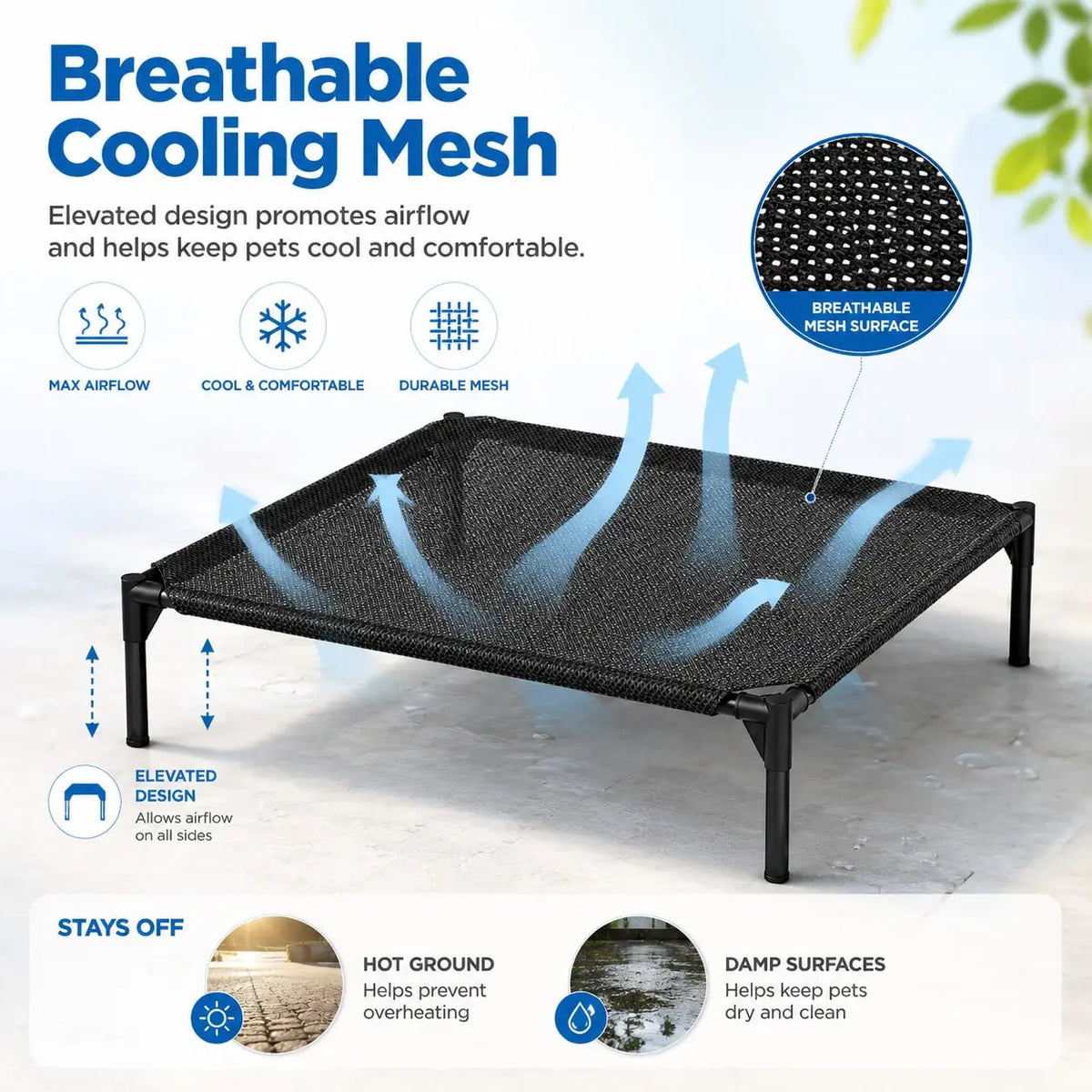 Elevated Breathable Mesh Pet Cot For Dogs And Cats