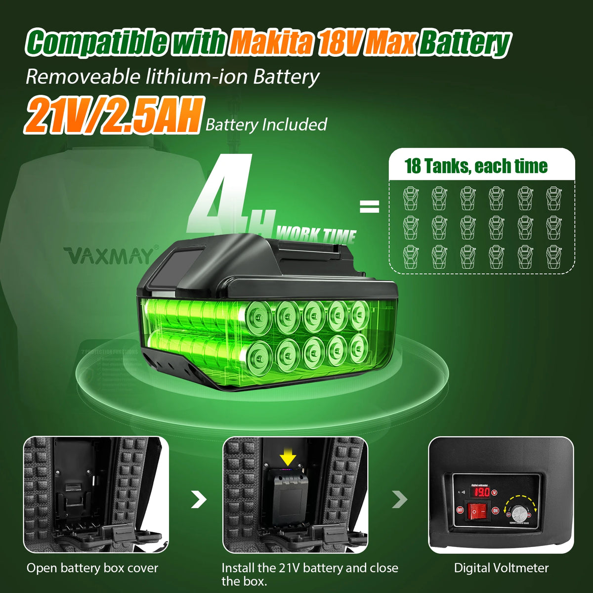Cordless Electric Backpack Sprayer With Rechargeable Battery