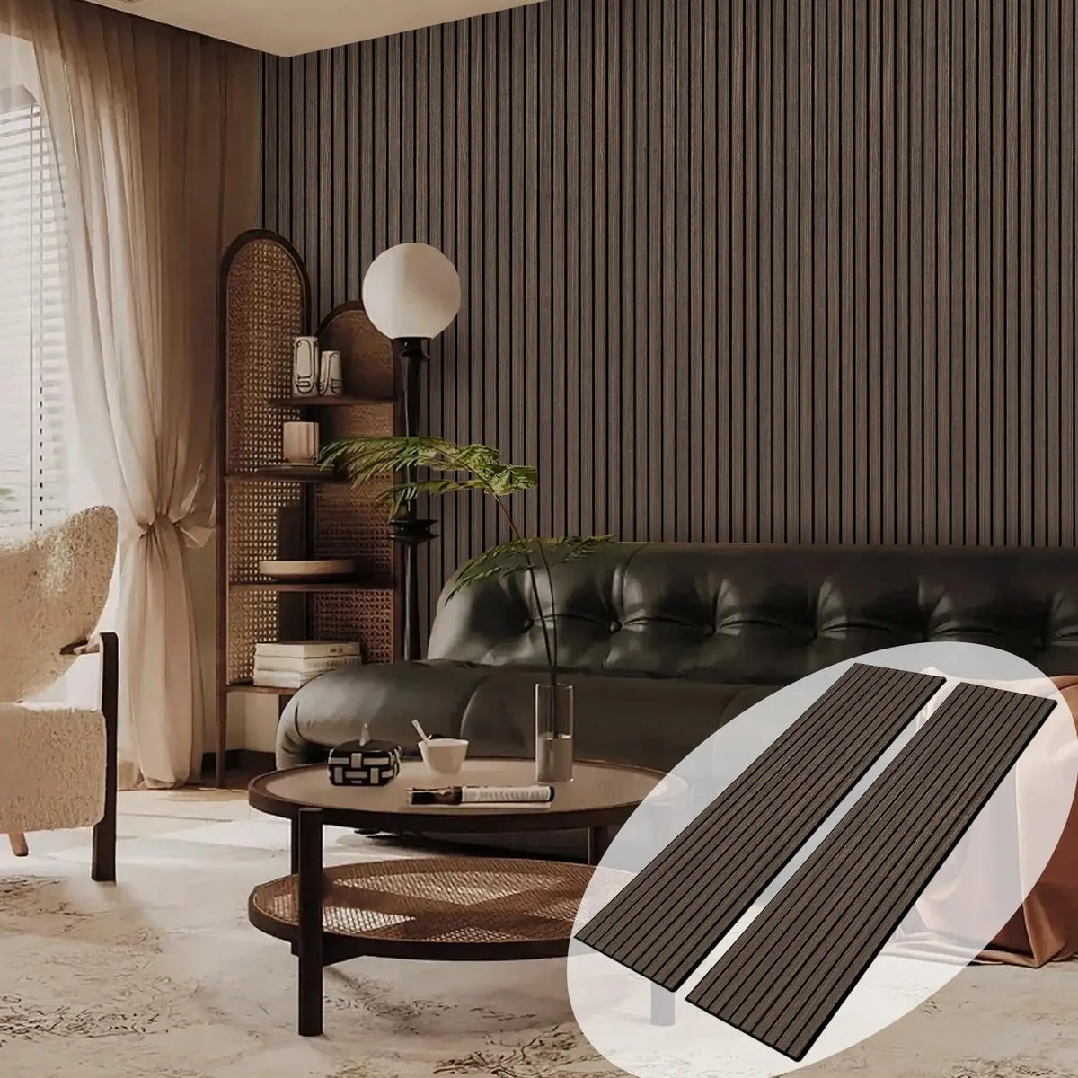 Self Adhesive Geometric Wood Slat Acoustic Wall Panels
