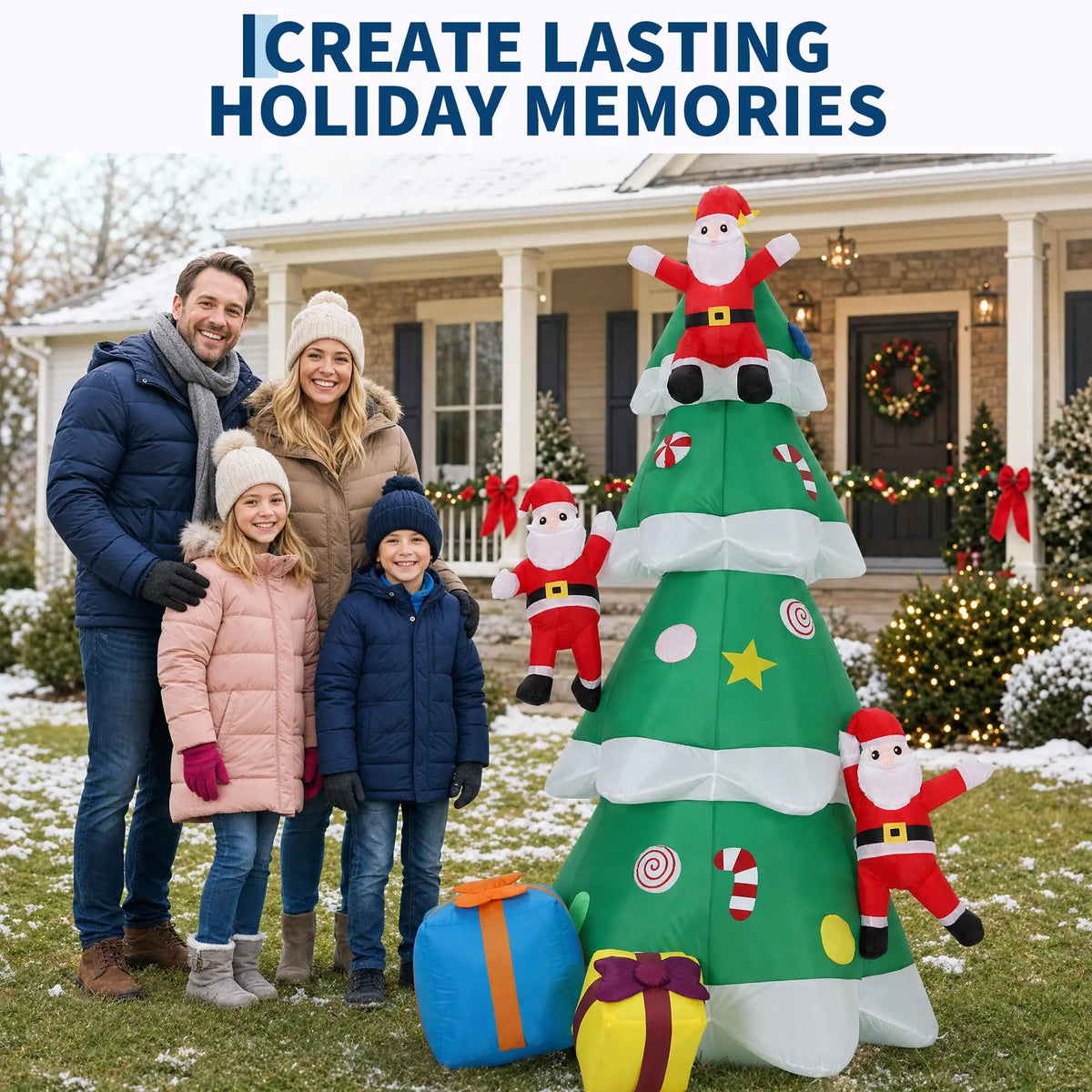 HiMISS Inflatable Christmas Tree Santa Led Lights Blower Outdoor Decoration