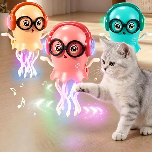 LED Dancing Jellyfish Octobot Cat Toy With Music Sensor