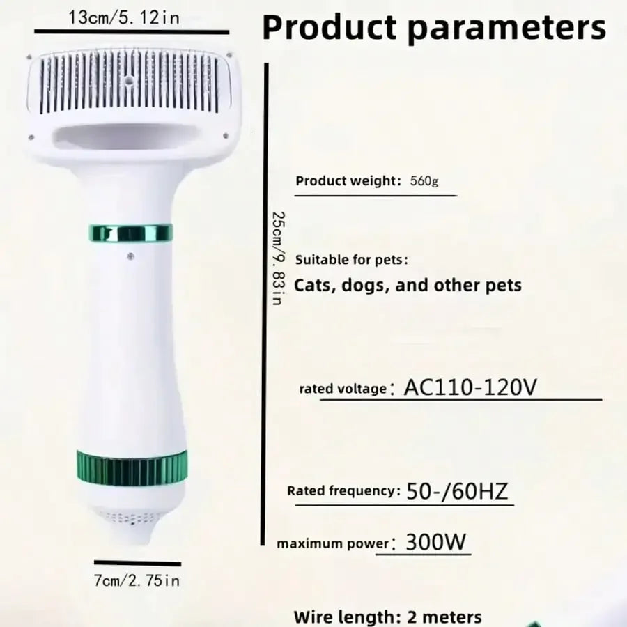 Professional Pet Hair Dryer With Adjustable Speed And Brush